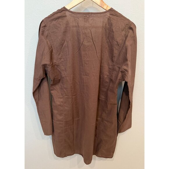 J. Crew Women's Pullover Tunic Blouse Medium Long Sleeves Embroidered Coastal - Picture 2 of 9